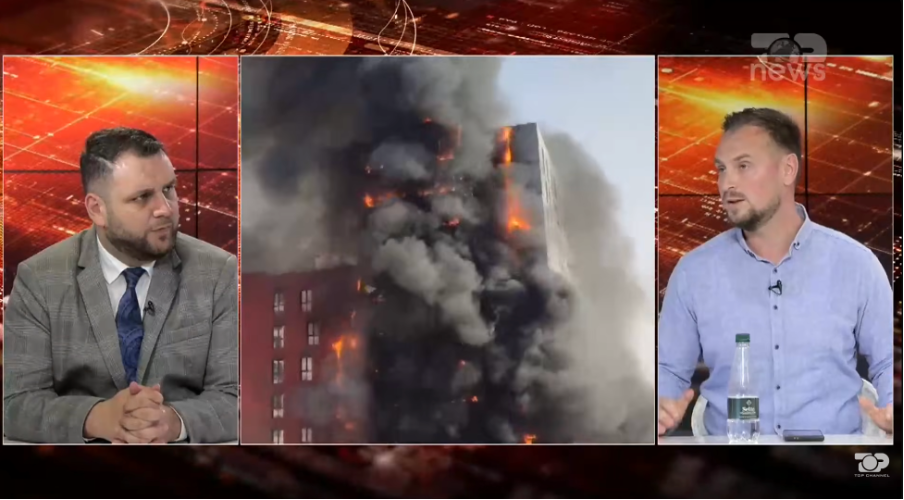 Leonard Proko interviewed on Top Channel Albania about the Tirana building fire